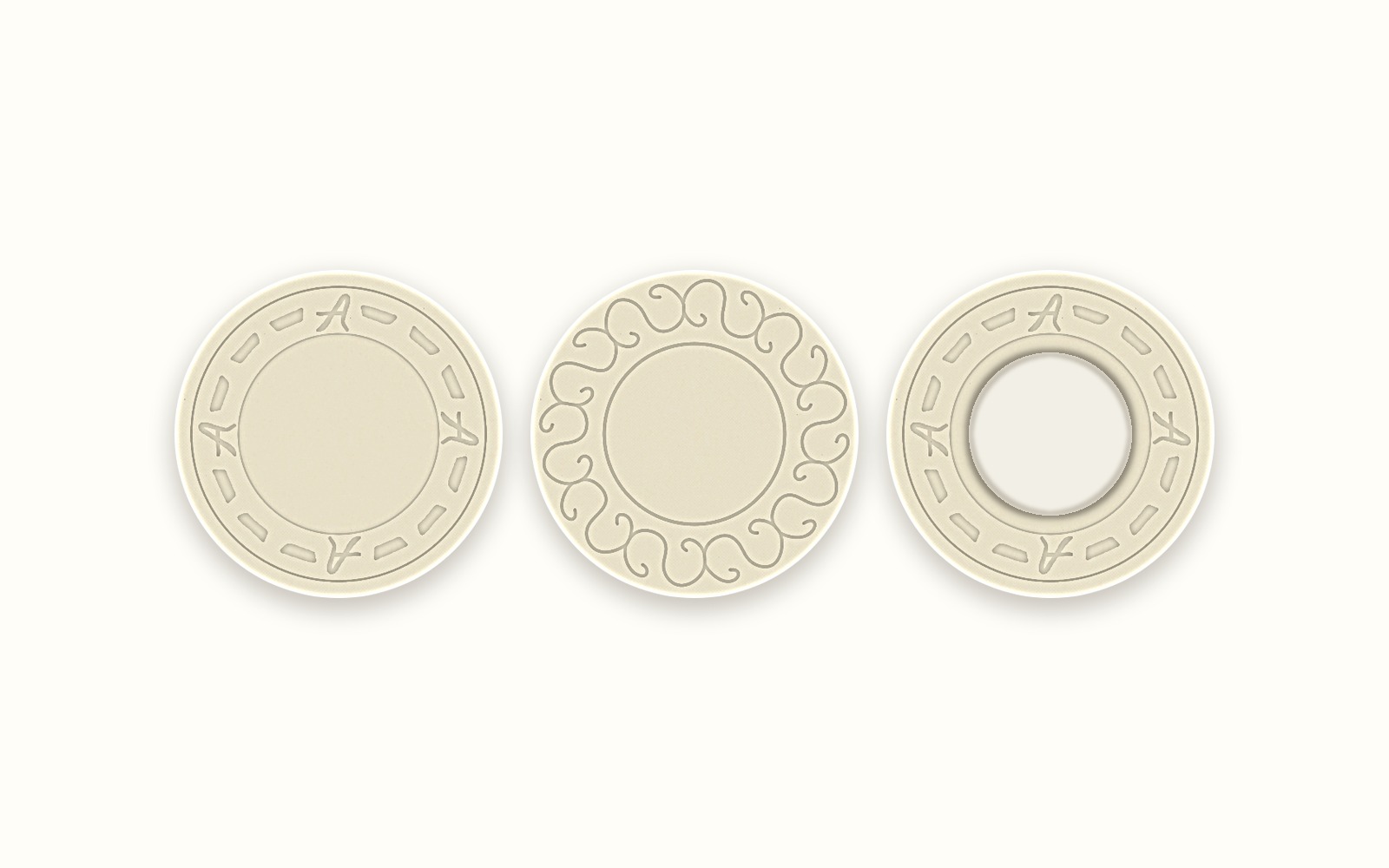 44mm A-Crest and Scroll chips, plain and inlaid