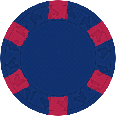 Retro blue chip with six quarter-inch retro red edge spots